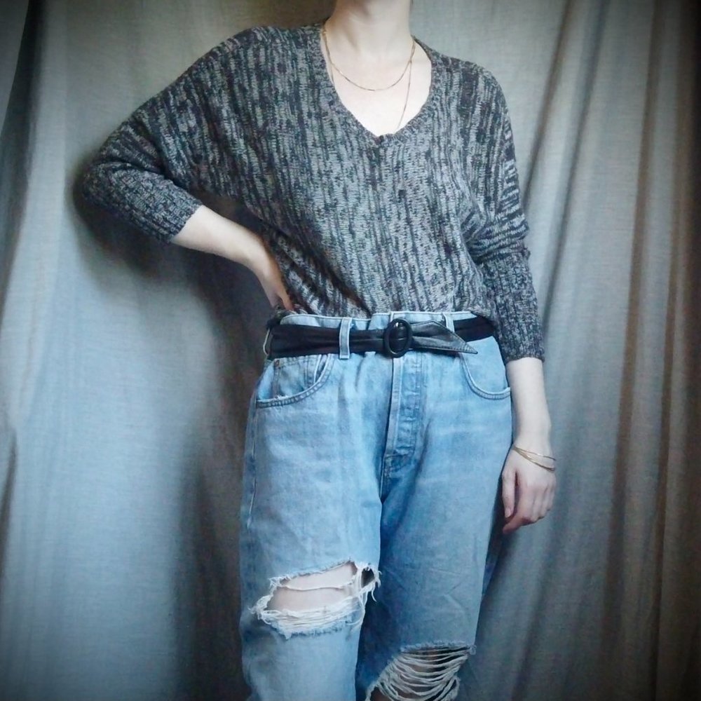 EILEEN FISHER | Petite Heathered Grey Sweater